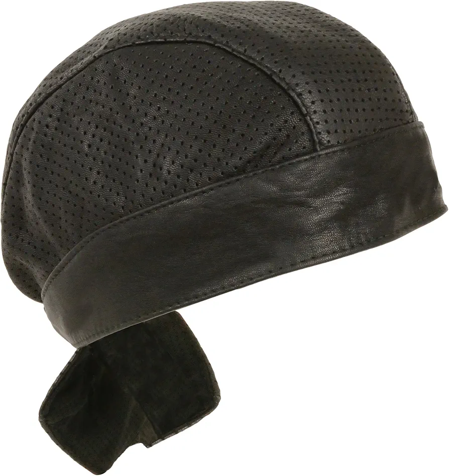 Milwaukee by Shaf Unisex Leather Skull Cap - Solid and Perforated Versions (Black Perforated)