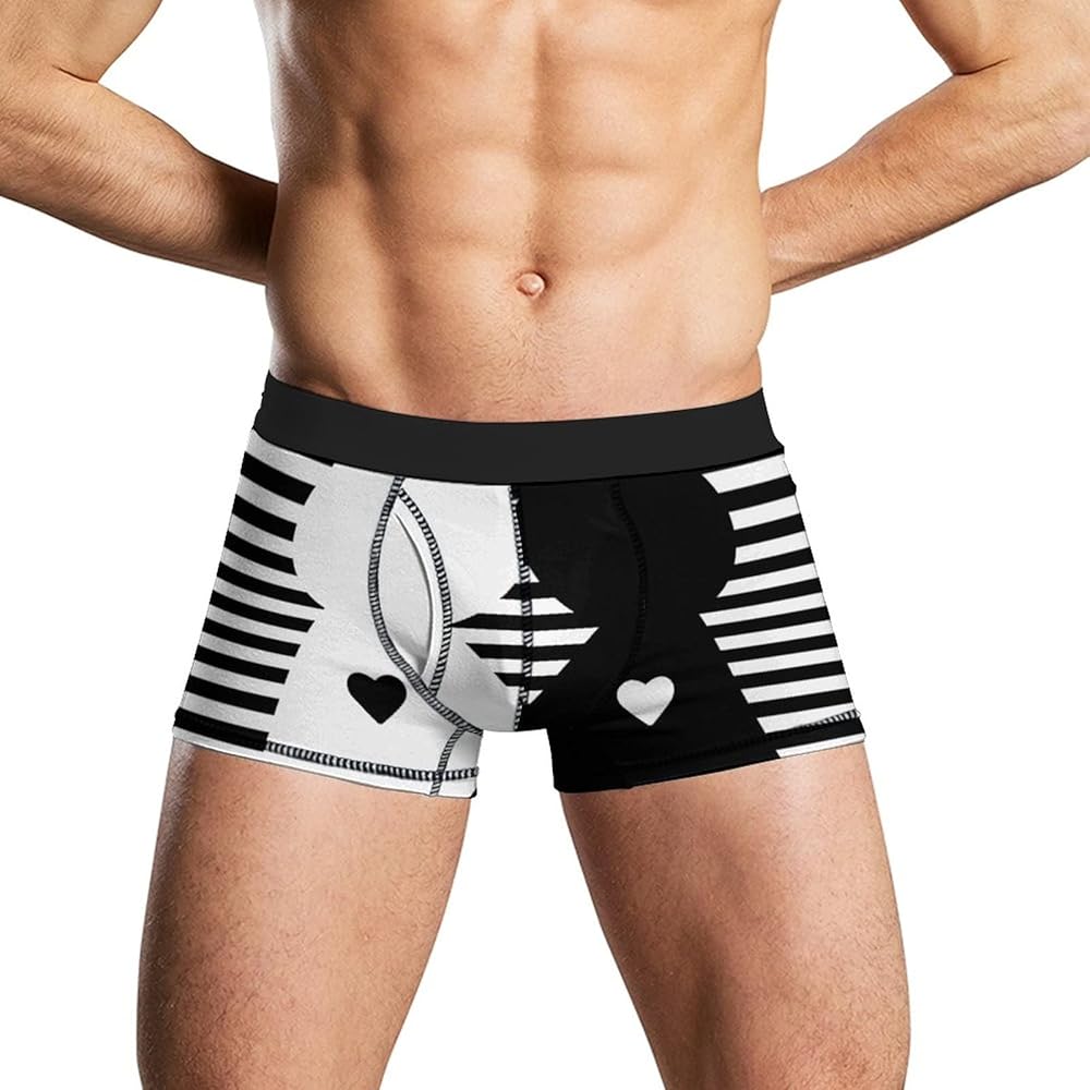 Lovers Heart Cats Men's Soft Underwear Breathable Boxer Briefs Casual Stretch Trunks