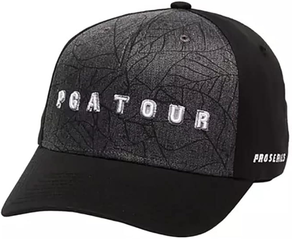 PGA TOUR Men's Leaf Print Cap, Caviar, One Size