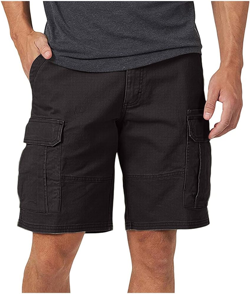 Men's Essential Cargo Shorts Casual Summer Solid Zipper Buttons Bermuda Shorts Wide Leg Shorts with Pockets