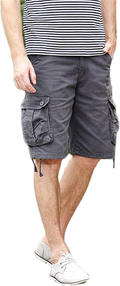 Andongnywell Mens Relaxed Fit Multi-Pocket Zipper Cargo Shorts Outdoor Cargos Short Pants Cotton Summer