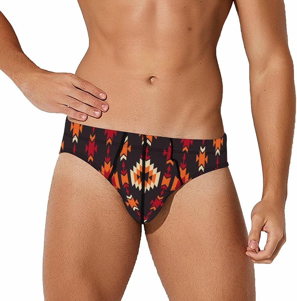 Tribal Geometric Pattern Breathable Mens Underwear Soft Briefs Lightweight Low Rise Panties