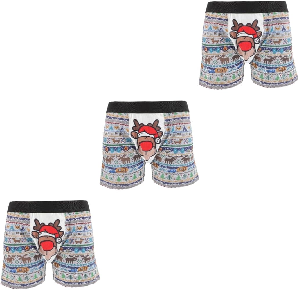 BESTOYARD 3pcs Men's Underwear Holiday Shorts Brief Mens Shorts Underwear Christmas Mens Briefs Christmas Underwear Shorts Christmas Underpants Polyester Filling Man Stockings