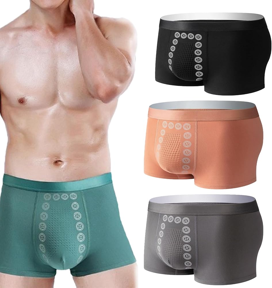 Lisaonly Men's Energetic Massage Magnetic Underwear, Comfortable Soft Breathable Boxer Briefs, Men's Underwear