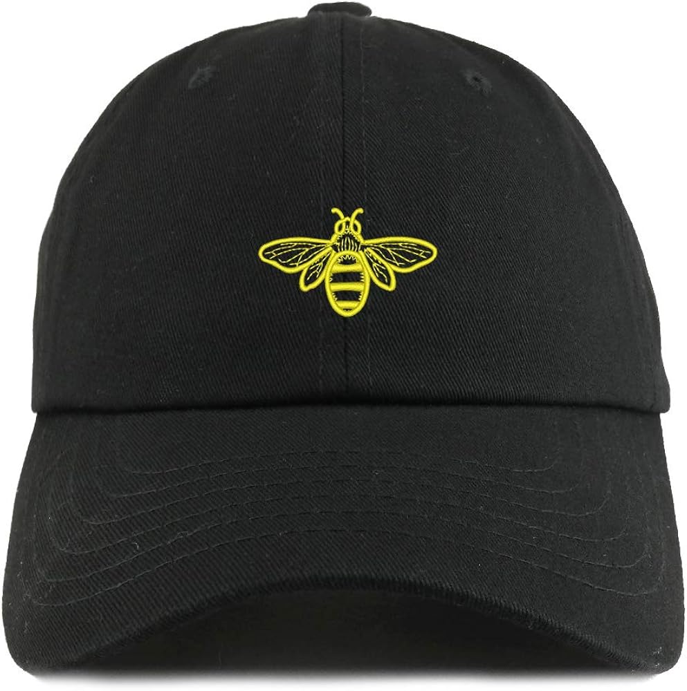 Trendy Apparel Shop Bee Embroidered Solid Adjustable Unstructured Dad Hat