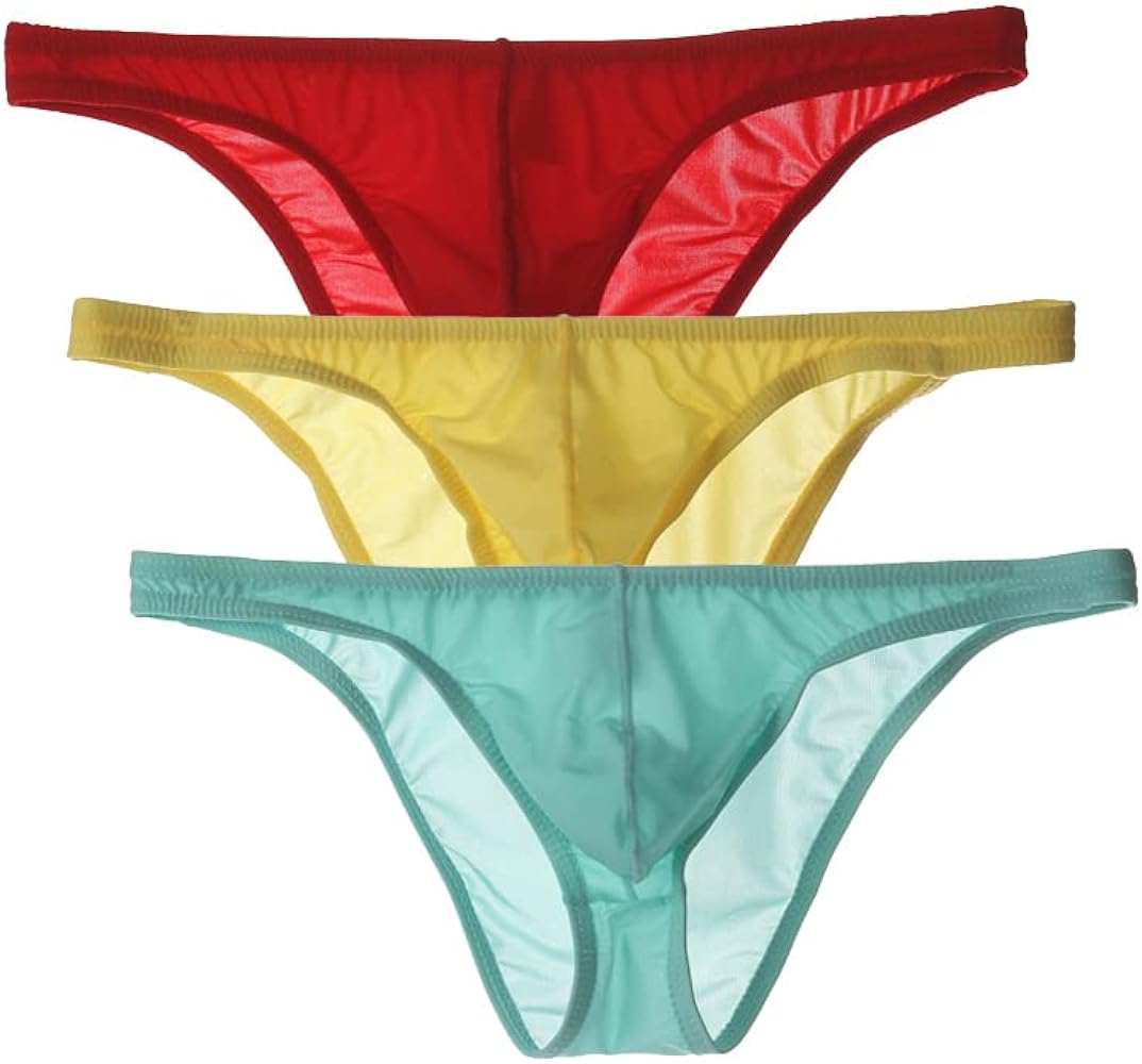 Men's Low Waist Panties Breathable Ice Silk Bulge Pouch Bikini Briefs Underwear Underpants