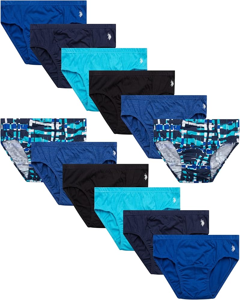 U.S. Polo Assn. Men's Underwear - Low Rise Briefs with Contour Pouch (12 Pack), Size Small, Maritime BlueBlackScuba BluePrint