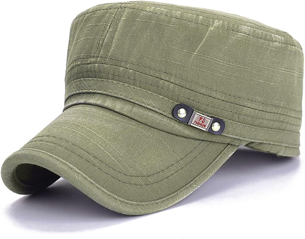 Glamorstar Unisex Cadet Army Cap Washed Cotton Twill Military Corps Hat Flat Top Cap