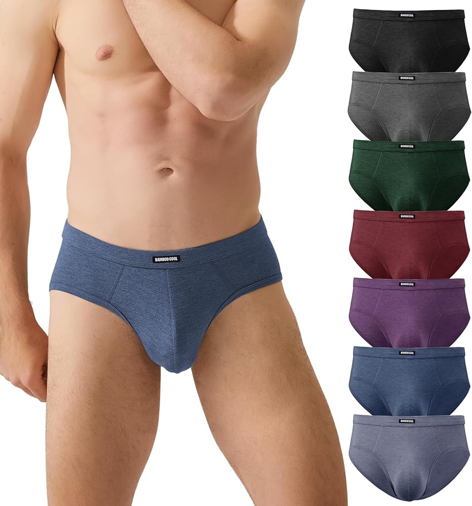 BAMBOO COOL Men's Underwear Briefs Coverd Waistband Comfort Soft Underwear with Contour Pouch Briefs Pack