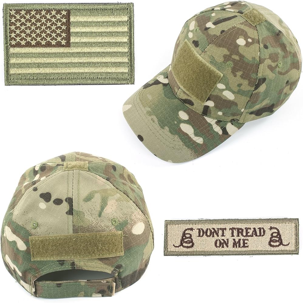 GES Tactical Hat for Men with 2 Pieces Military Patches, Operator Hat with USA Flag