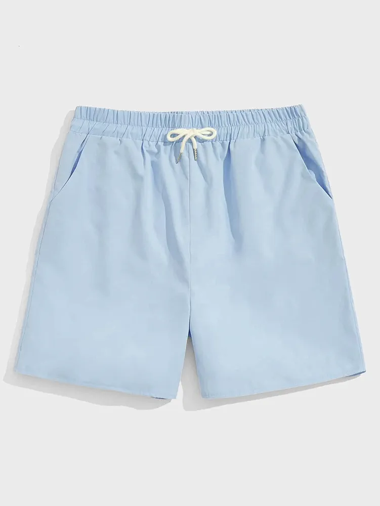 Men's Shorts Guys Solid Drawstring Shorts Shorts for menMIELEU (Color : Baby Blue, Size : Medium)