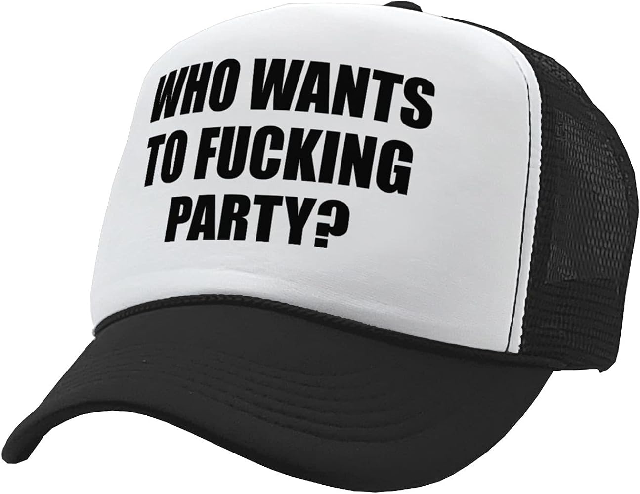 The Goozler - WHO Wants to Fucking Party - College Beer - Vintage Retro Style Trucker Cap Hat