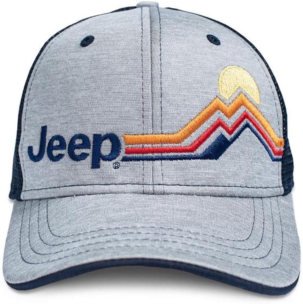 Jeep Mountain Stripe Navy Mesh Back Snap Closure Hat