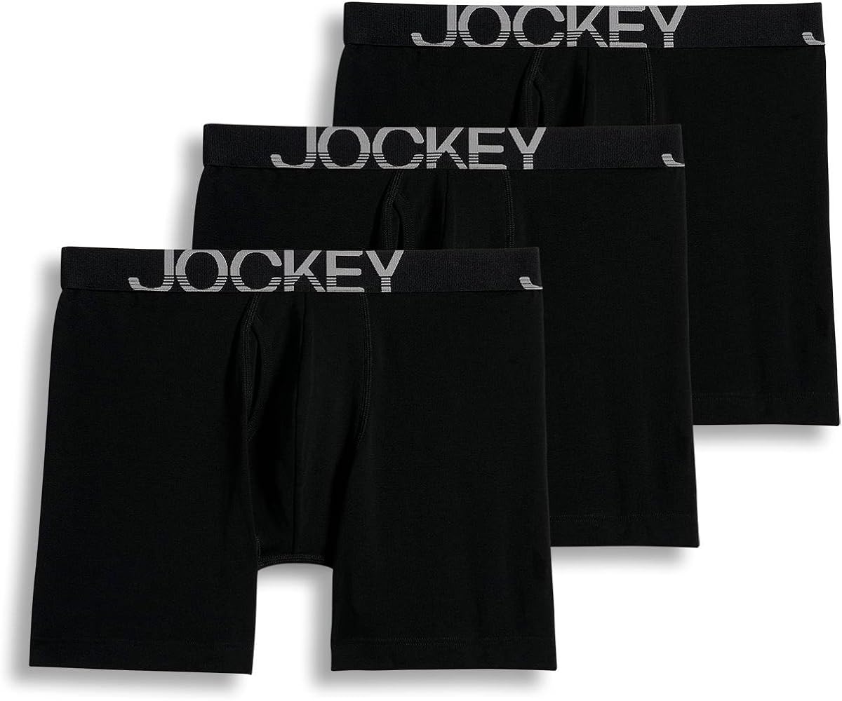 Jockey Men's Underwear ActiveStretch Midway Brief - 3 Pack, Black, m