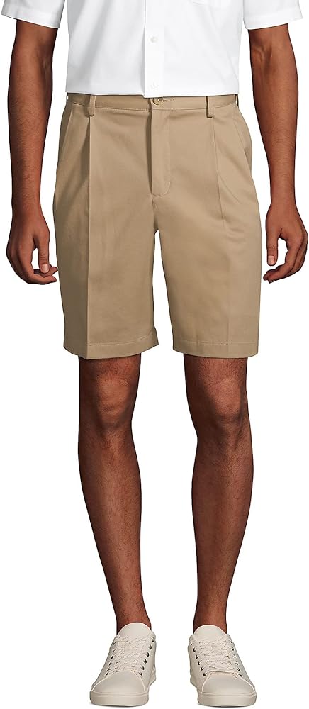 Lands' End Men's Big and Tall Comfort Waist Pleated 9" No Iron Chino Shorts