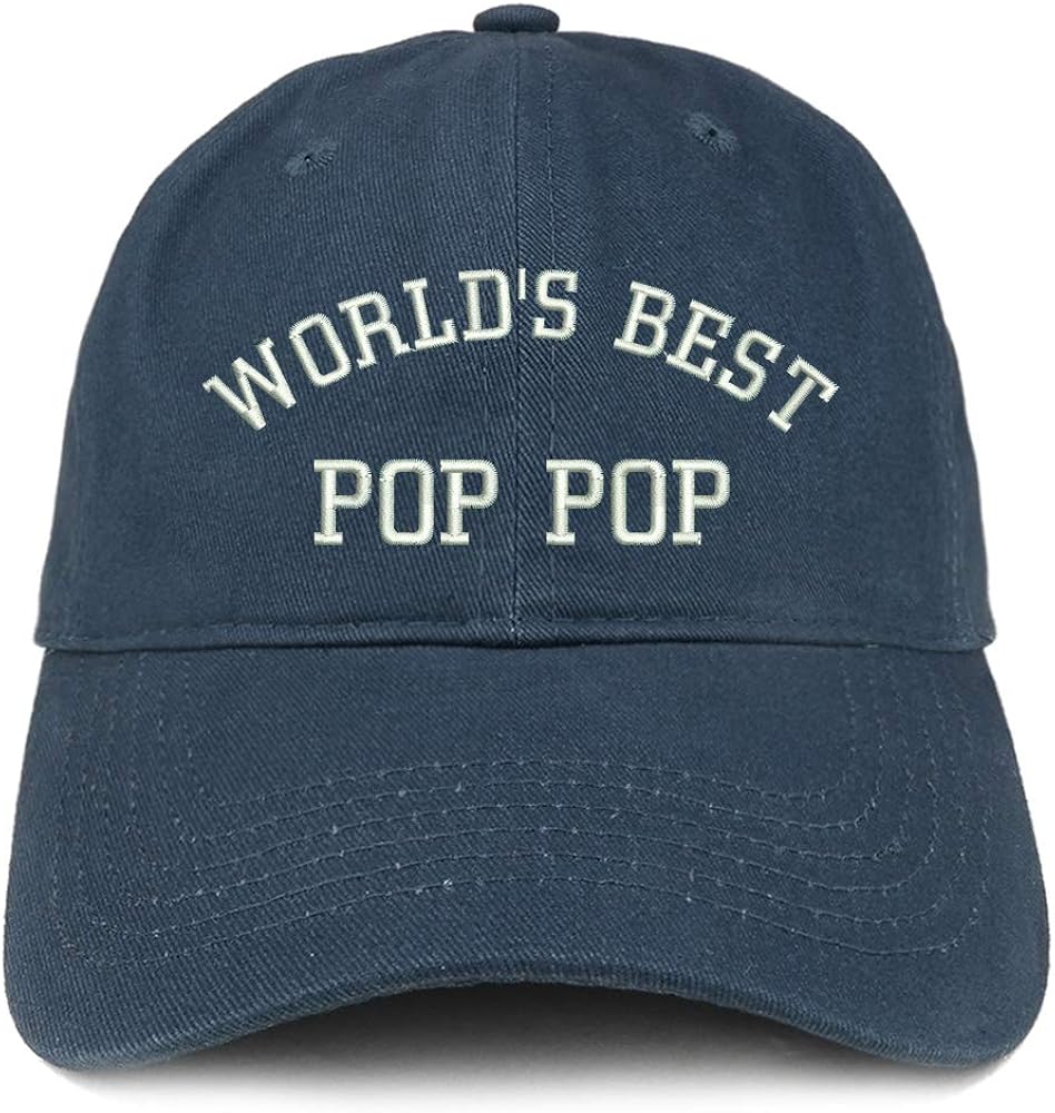 Trendy Apparel Shop World's Best Pop Pop Embroidered Soft Brushed Cotton Cap