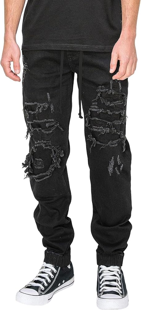 Victorious Men's Drop Crotch Joggers Denim Jean Pants