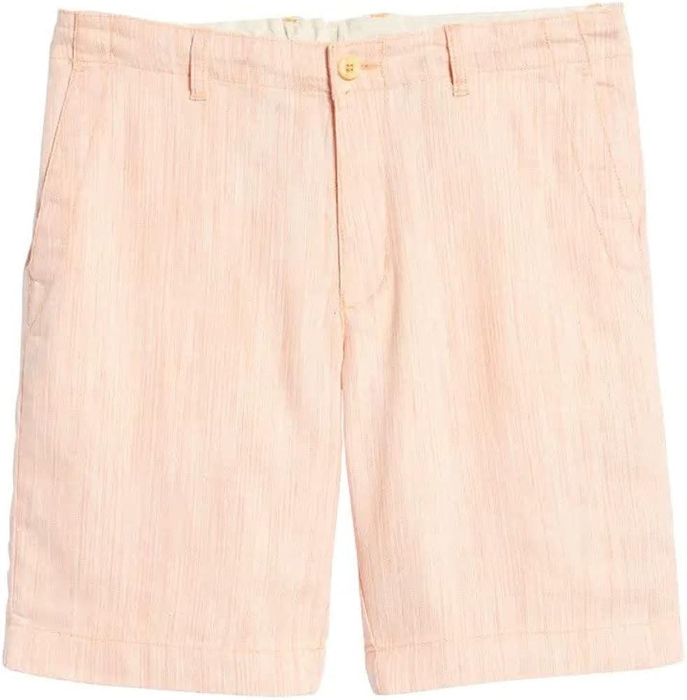 Tommy Bahama Men's Harbor Herringbone Stretch-Linen 10" Inseam Short (Peach Sorbet, Small)