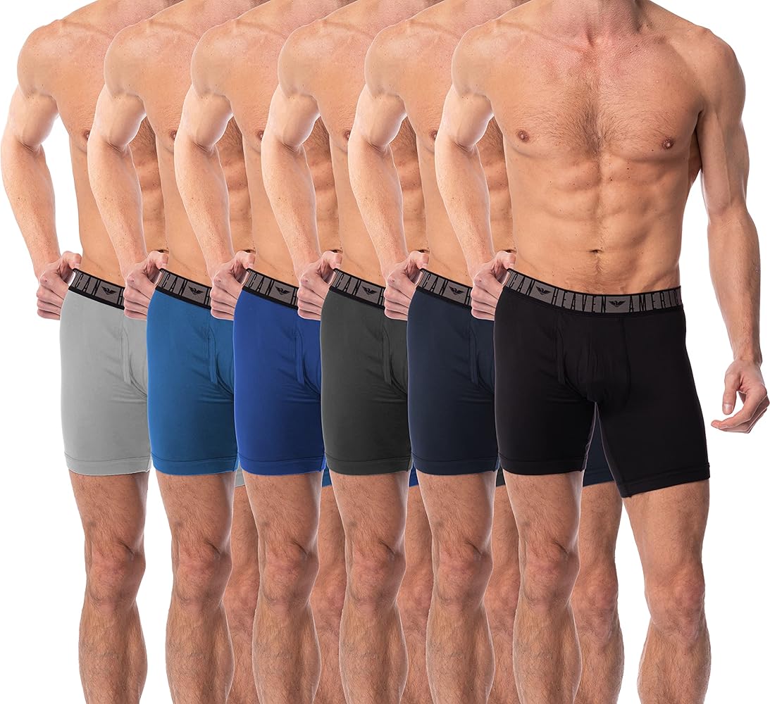 AMERICAN HEAVEN Men's Boxer Briefs | Ultra Soft Micro Fiber Fitted Boxer Brief with Fly-Pack of 6