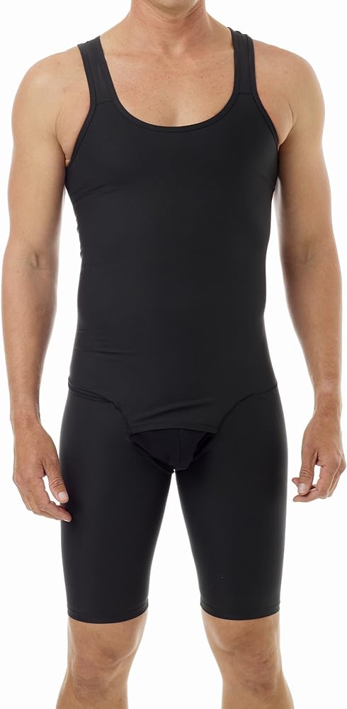 Underworks Mens Compression Bodysuit Shaper - Girdle for Gynecomastia Belly Fat and Thighs