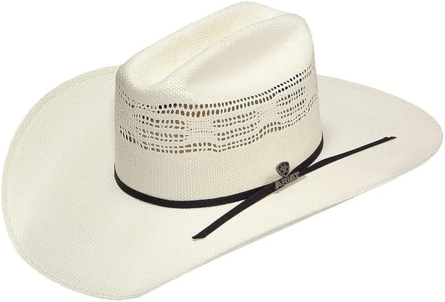 ARIAT Mens Bangora Straw Western Hat, Tan/Black Band, 7 1/8