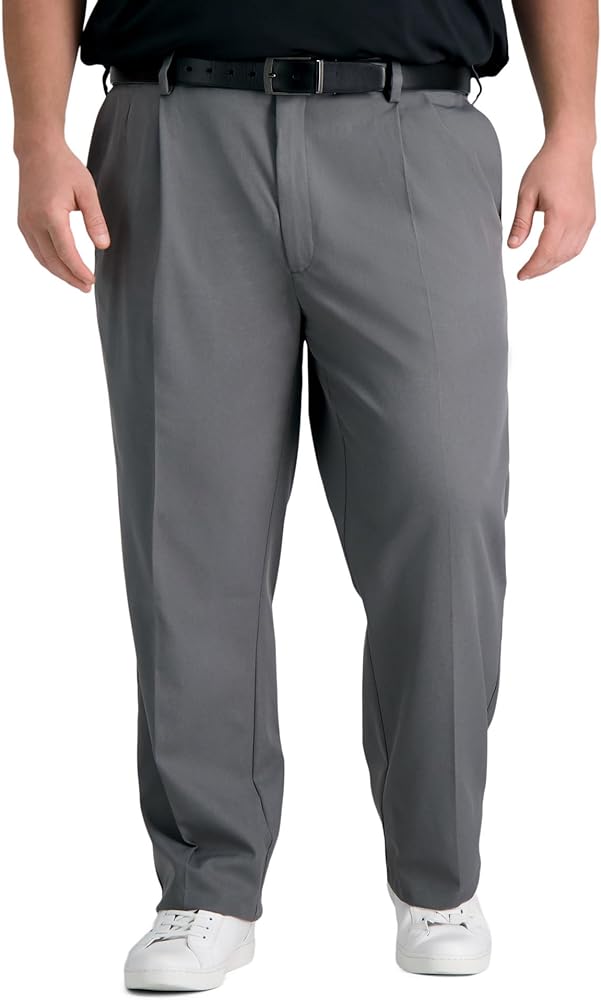 Haggar Mens Cool Right Performance Flex Classic Fit Pleat Front Pant (Regular And Big And Tall Sizes)