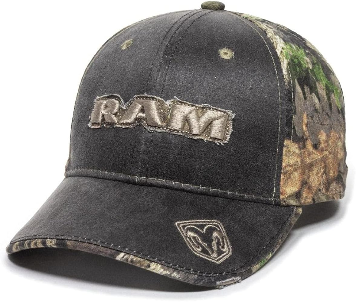 Hat - RAM Camouflage Weathered Ball Cap 3-D Embroidered with Applique