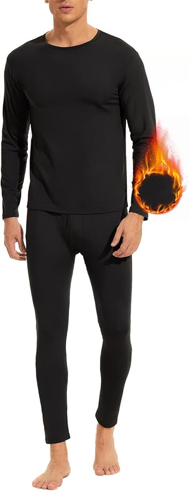 American Trends Mens Thermal Underwear Ultra Soft Long Johns with Fleece Lined Base Layer.