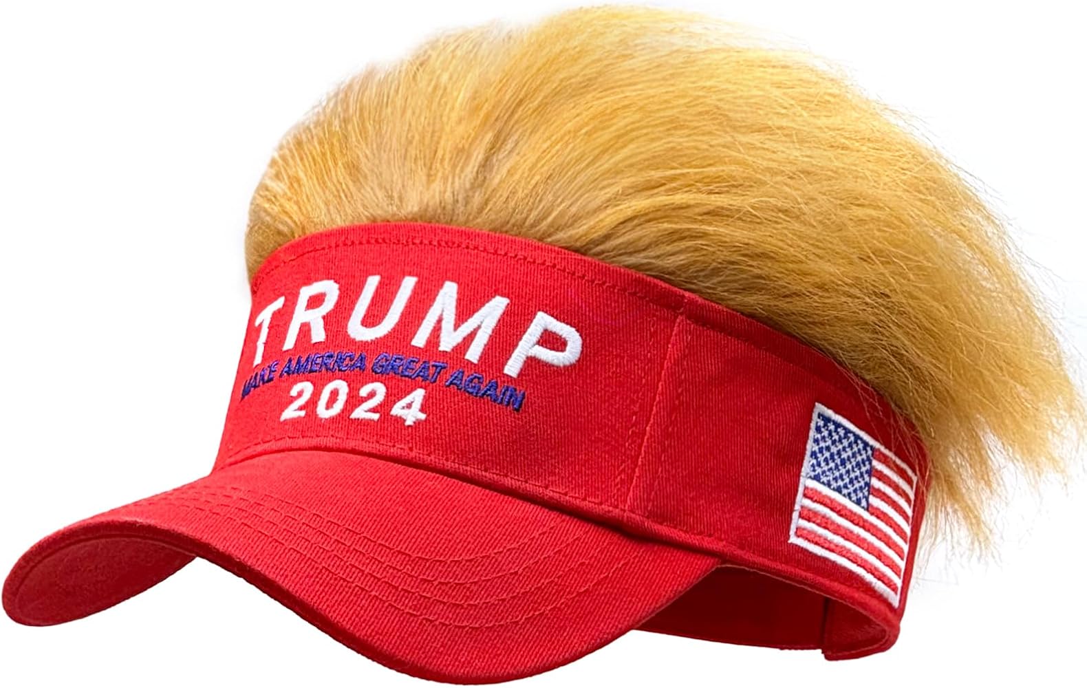 Donald Trump 2024 Hat with Hair Make America Great Again Trump Wig Hat Adult Embroidered Ultra MAGA Adjustable Baseball Cap