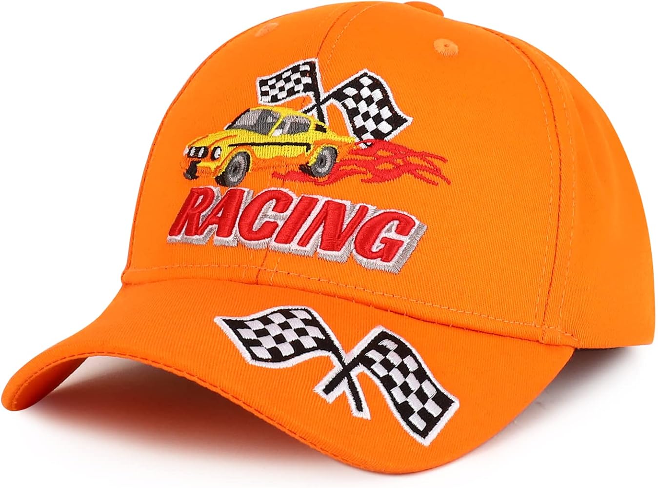 Trendy Apparel Shop Racing 3D Embroidered Flame Car Race Flag Baseball Cap