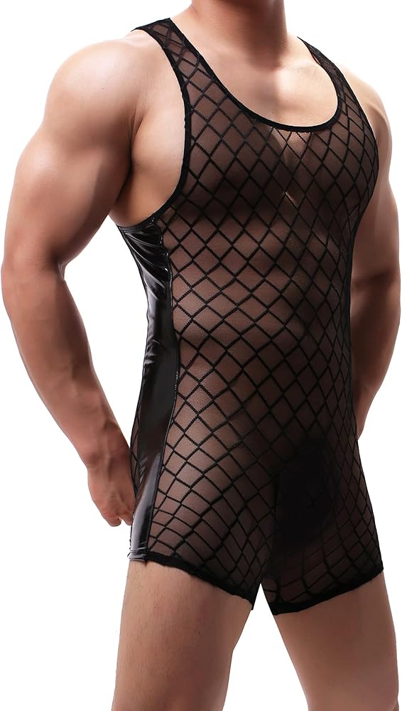 Men's Sports Leotard Bodysuit Jumpsuit Boxers Briefs Wrestling Singlet Bulge Exercise Muscle Bodybuilding