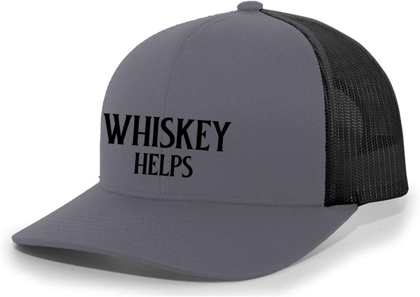 Trenz Shirt Company Whiskey Helps Funny Mens Embroidered Mesh Back Trucker Hat Baseball Cap