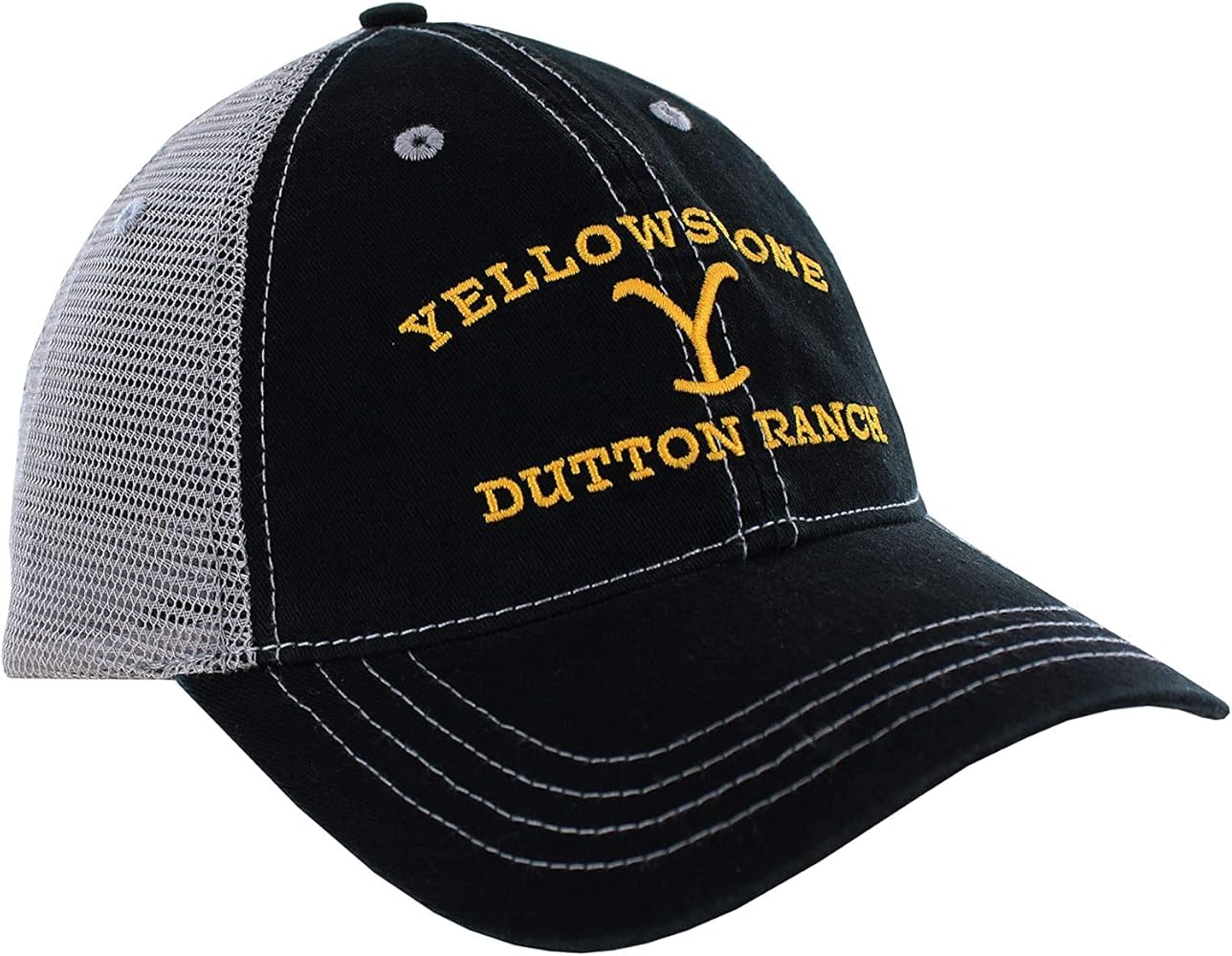 Yellowstone Dutton Ranch Trucker Hat Black Gray