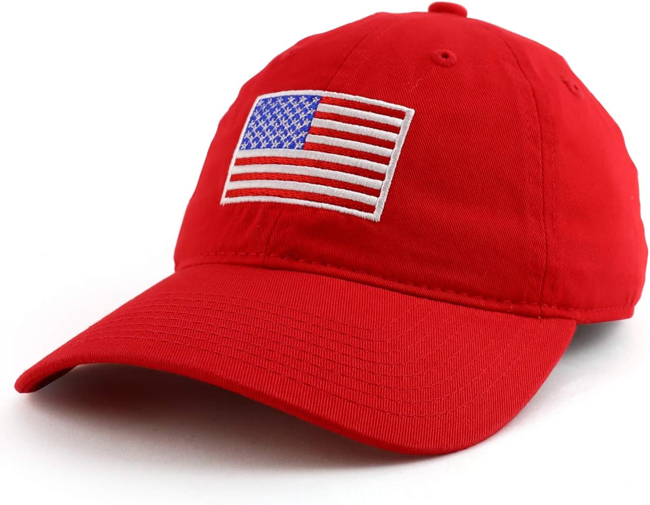 Rapid Dominance American Flag Embroidered Washed Soft Cotton Fitting Cap