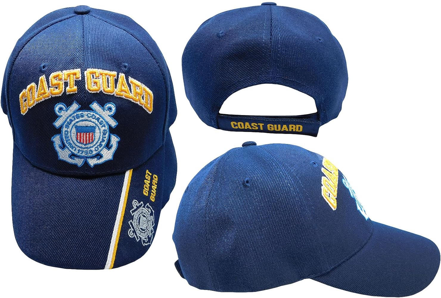 United States Coast Guard 1790 Anchors Navy Blue 100% Acrylic Adjustable Embroidered Baseball Cap Hat