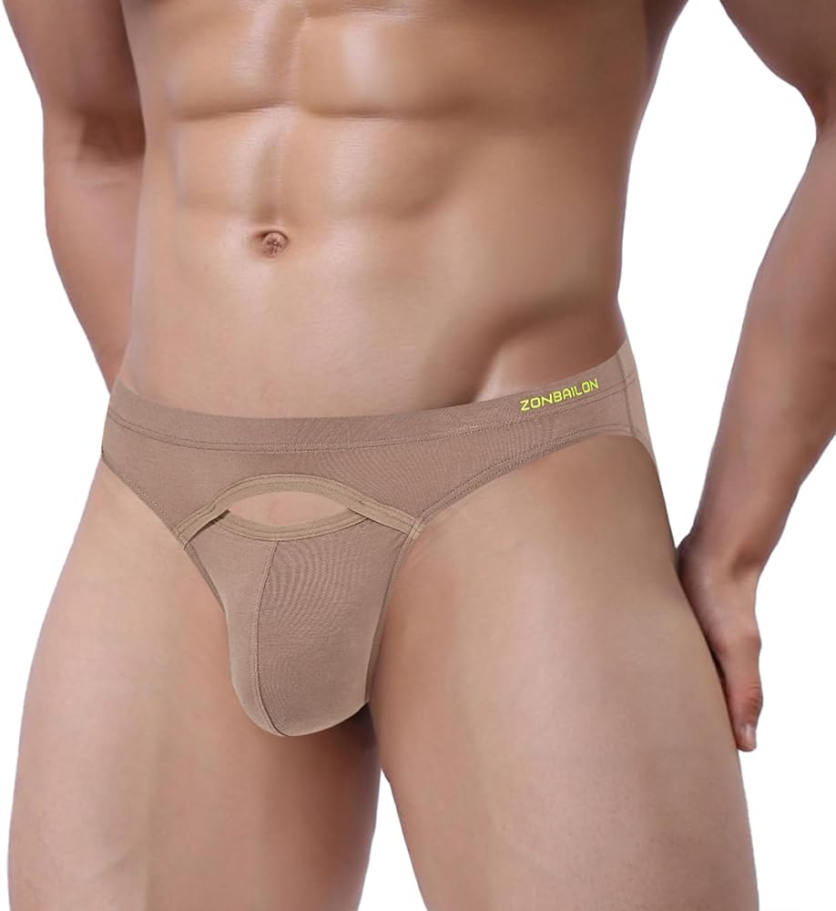 ZONBAILON Mens Underwear Sexy Open Front Briefs Bulge Pouch Bikini Panties Breathable