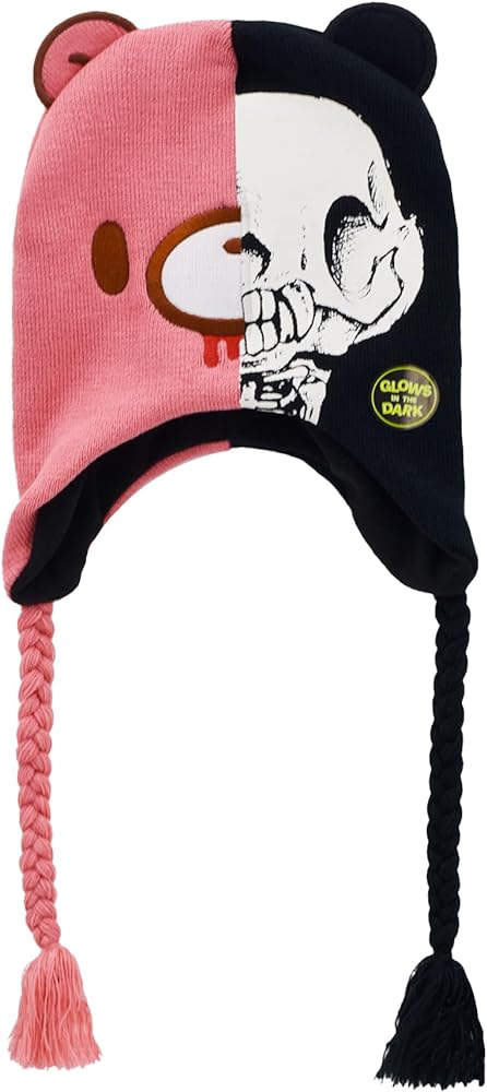 Concept One Gloomy Bear Beanie Hat, Peruvian Winter Knit Cap with 3D Ears and Tassels