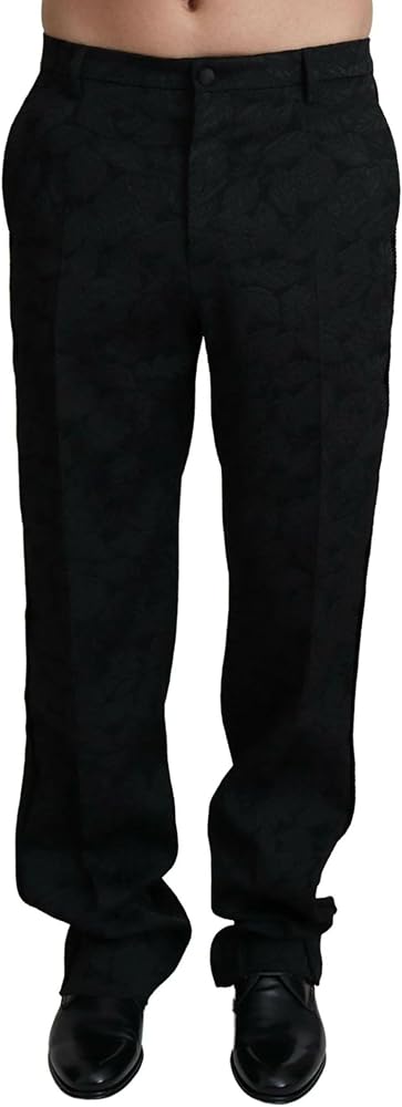 Dolce & Gabbana - Dolce & Gabbana - Black Jaquard Formal Men Trouser Pants - IT44 | XS