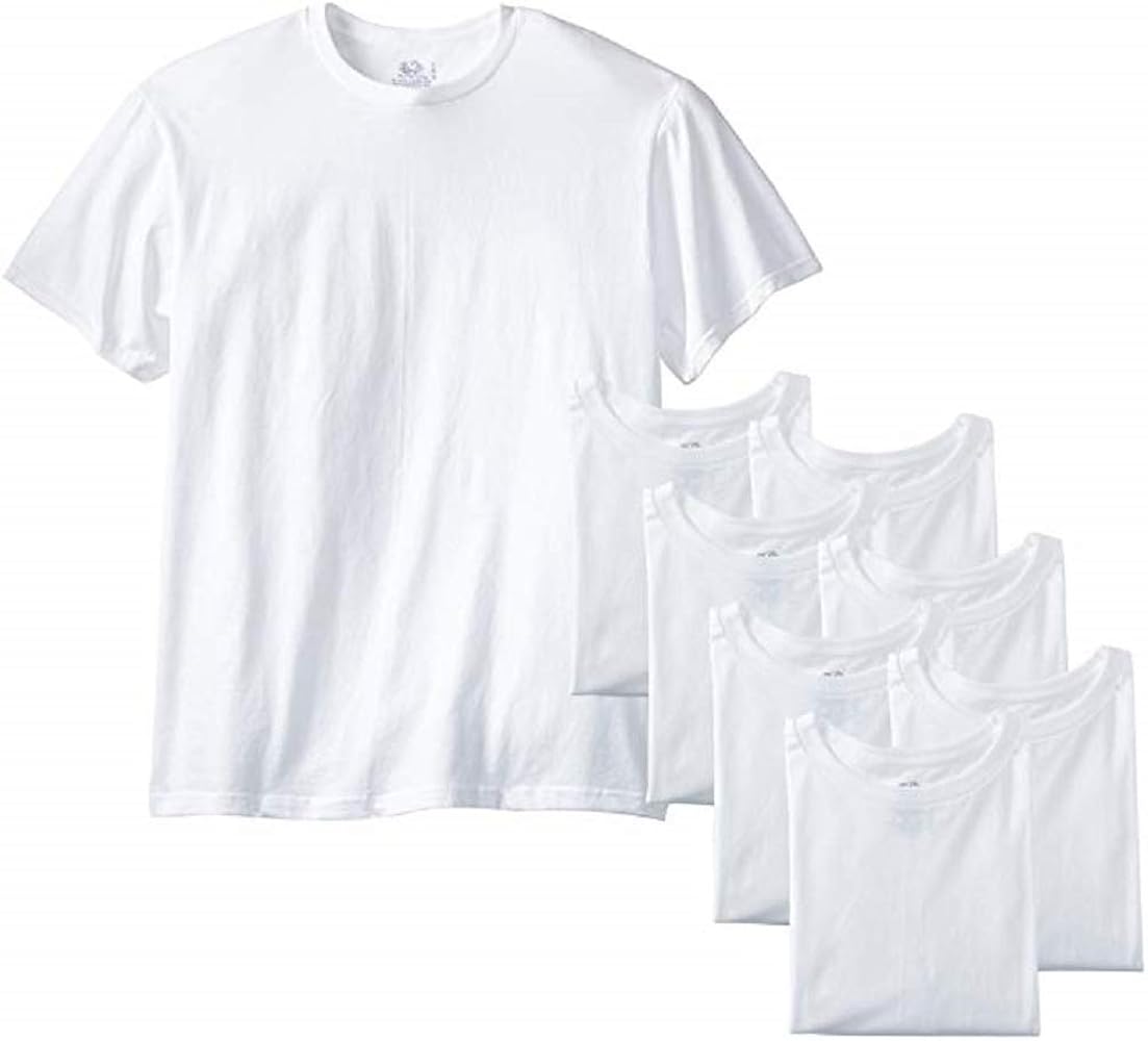 Fruit of the Loom Men's Softer Crew T-Shirt(Pack of 8) (White: 100% Cotton Crewnecks, Large)