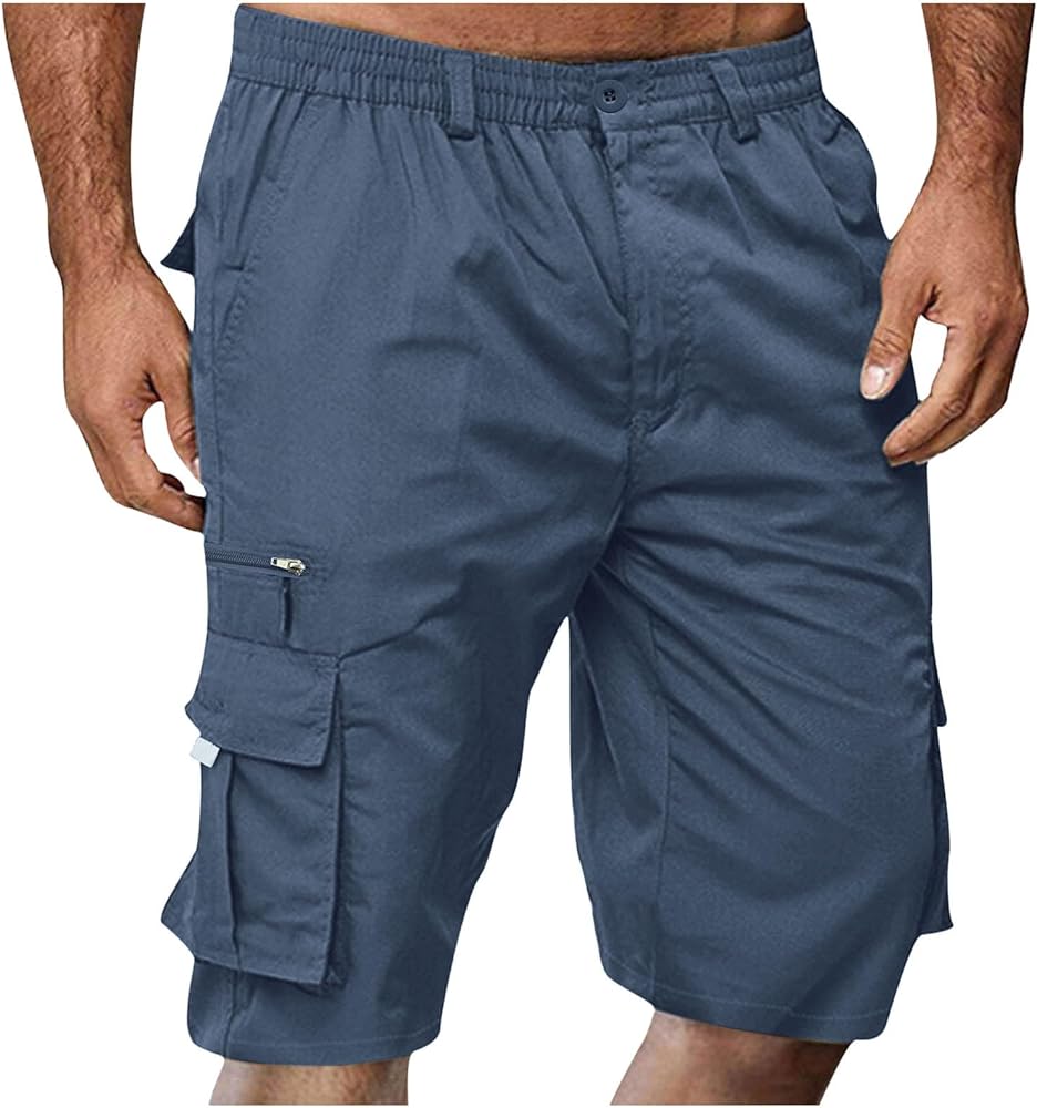 Summer Casual Cargo Shorts Mens 2024 Lightweight Multi Pocket Workout Athletic Shorts Elestic Waisted Beach Shorts