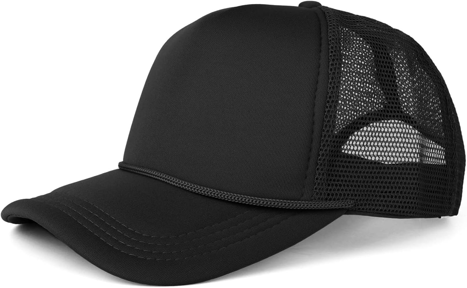 TopTie 5 Panel Trucker Hat Mesh Back Snapback Hat with Braid for Men & Women