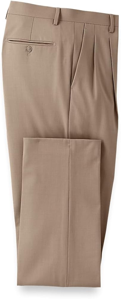 Paul Fredrick Men's Wool Stretch Bengaline Pleated Suit Pants