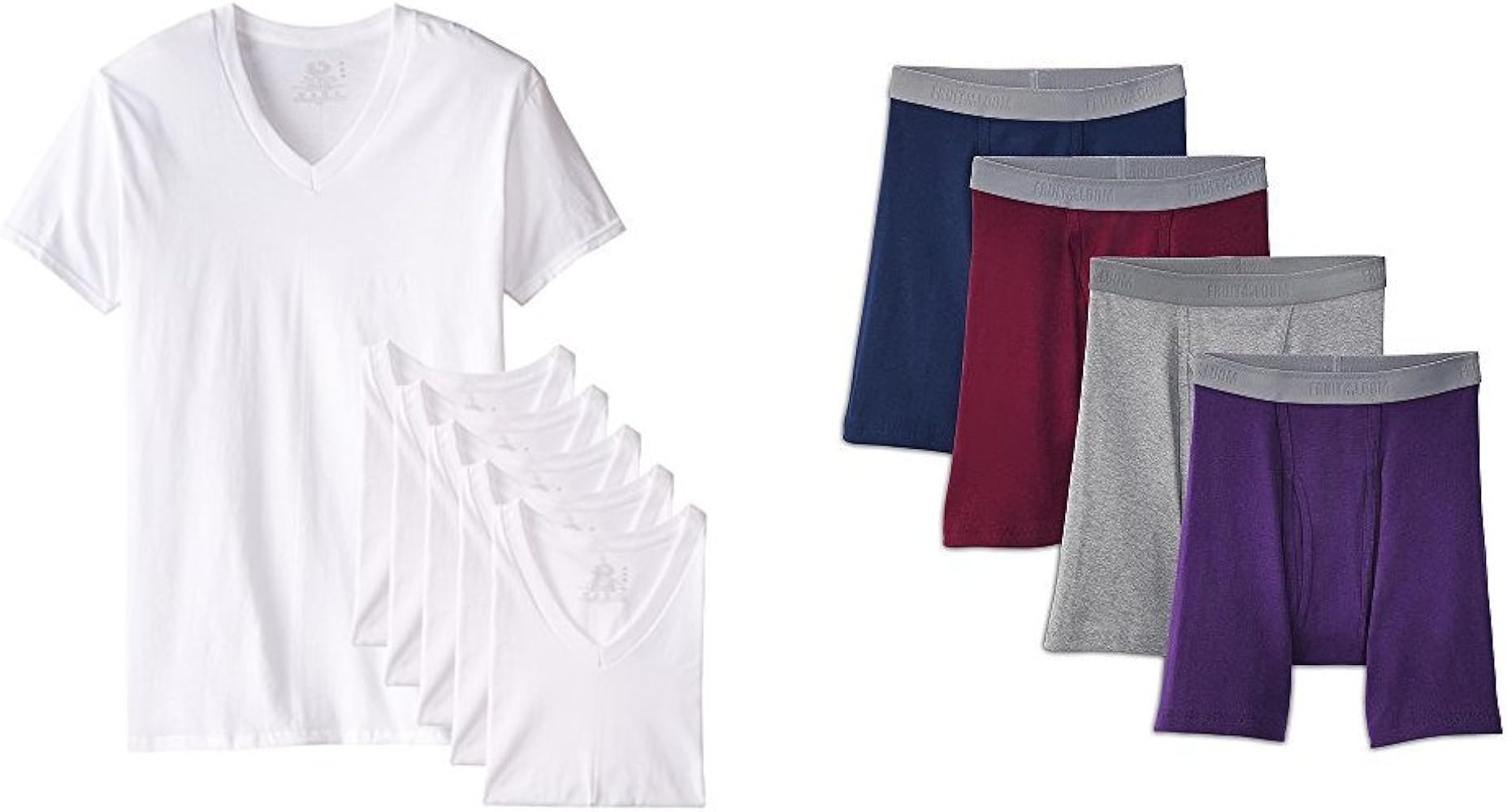 Men's V-neck Tee (6) & Premium Boxer Brief (4) Bundle