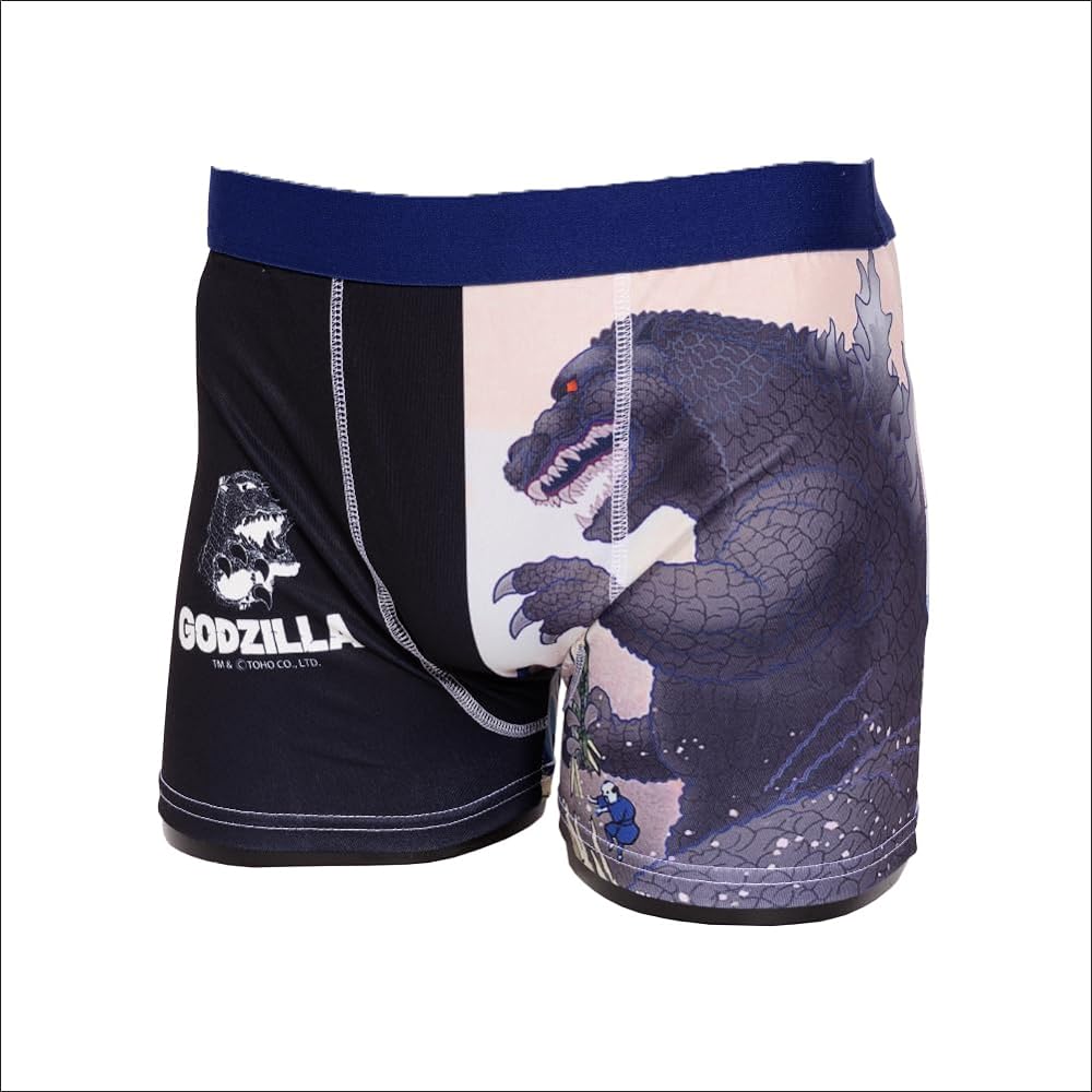 Godzilla Boxers Thirty-six Views of Mt. Fuji Hokusai Navy Blue