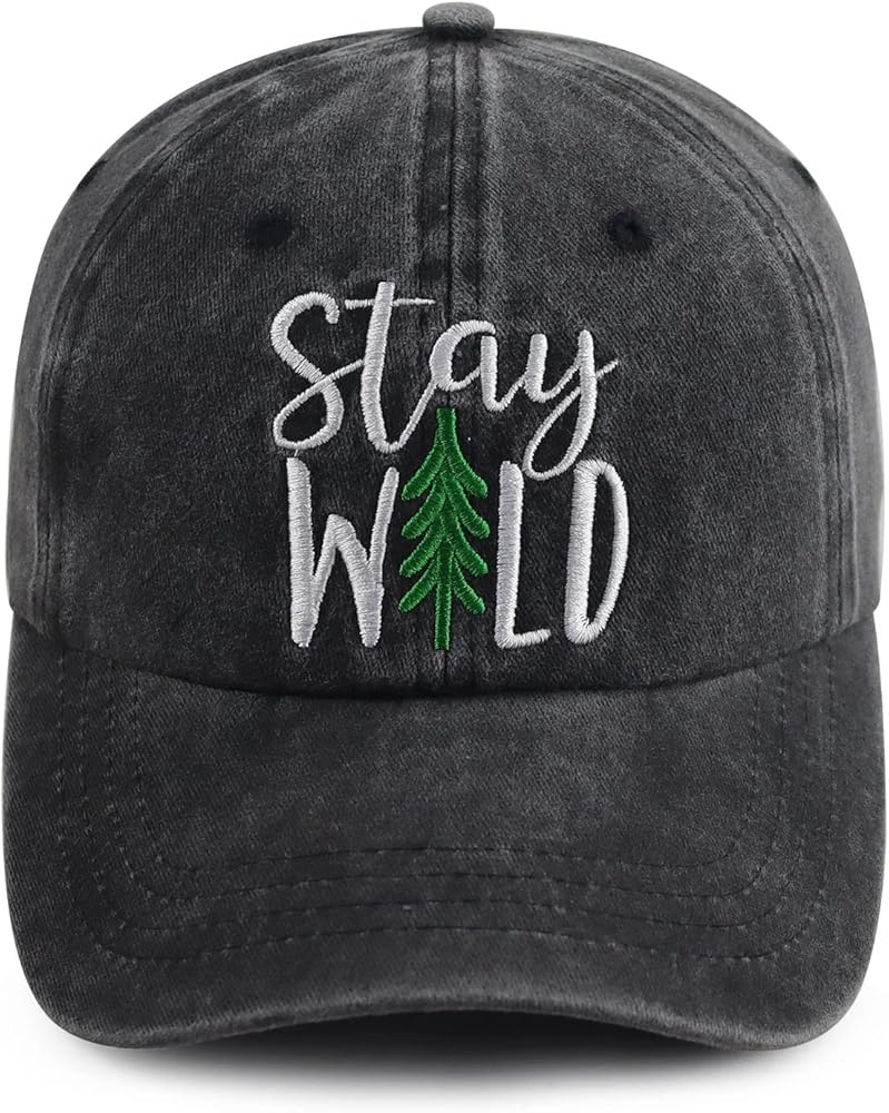 Sasquatch Gifts for Men Women, Funny Forest Stay Wild Bigfoot Hat, Vintage Adjustable Cotton Embroidered Big Foot Baseball Cap, Birthday Gift for Dad Mom Family Friends Campers Hunters Hikers