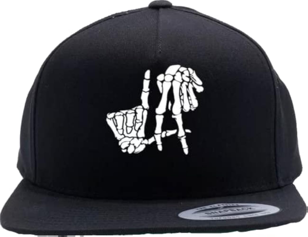 LA Skeleton Hands Truck Outline Snapback Hat Black