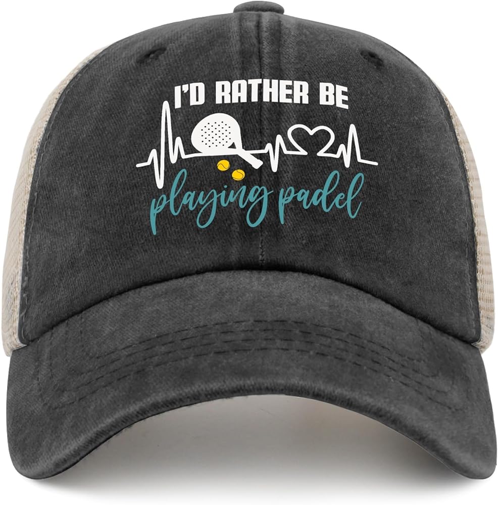 Id Rather be Playing Padel caps Men Cap AllBlack hat for Men Gifts for Dad Outdoor Cap