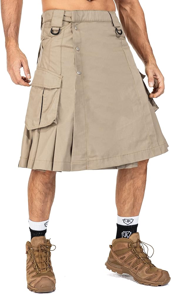 Kilt for Men Camo Utility Kilt Waterproof Tactical Kilt Irish Scottish Kilts for Men with 4 Pockets