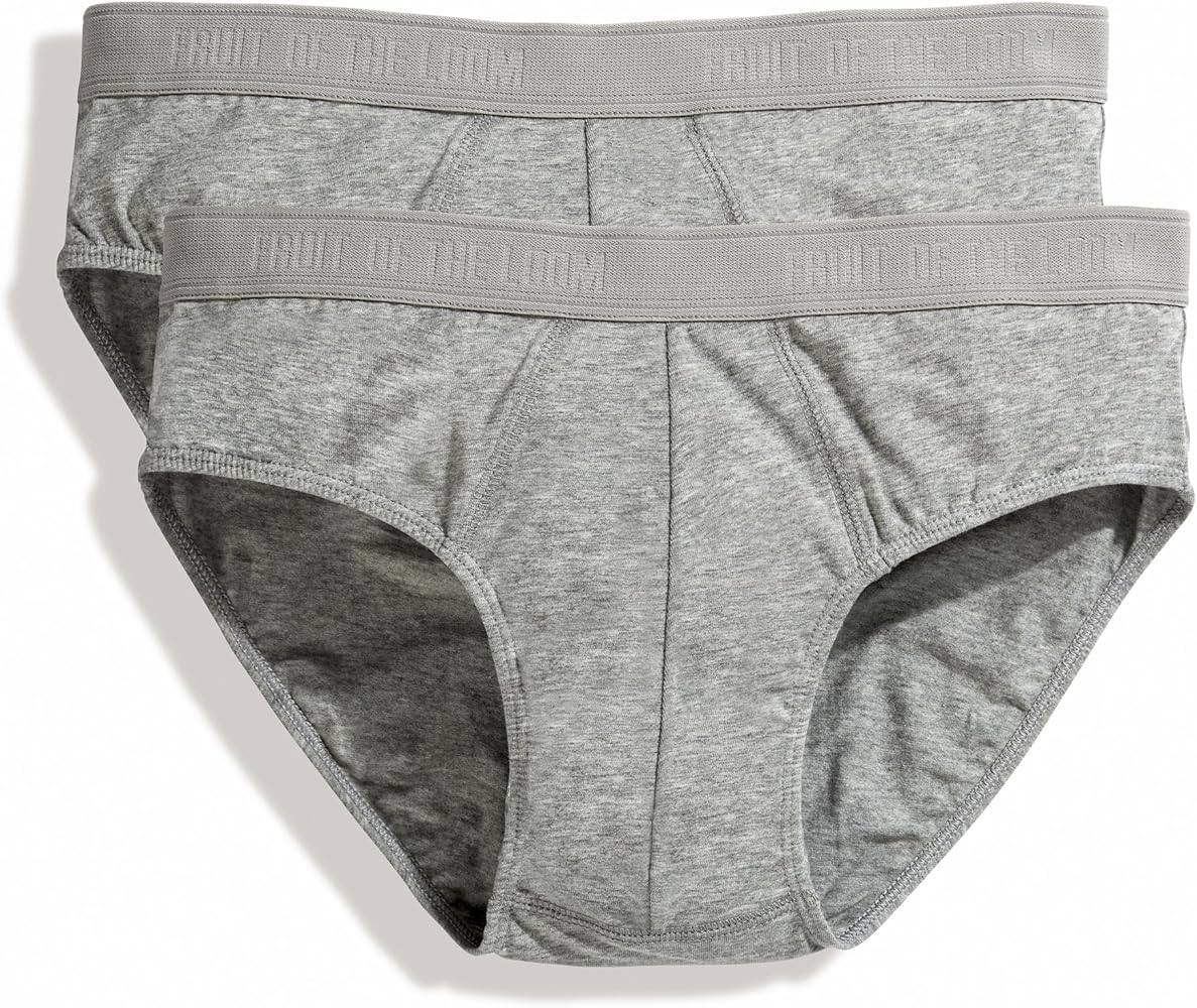 Fruit of the Loom Mens Classic Sport Briefs (Pack of 2) (M) (Light Grey Marl)