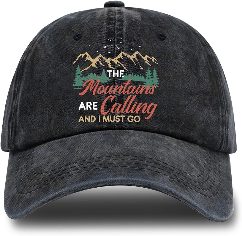 Hiking Adjustable Washed Cotton Baseball Cap, Funny Retro Trucker Hat Gift for Men Women Dad Mom Hiking Lover